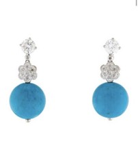 Earrings 14K 1.43ctw Diamond & Dyed Howlite Flower Drop Earrings