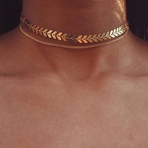Collar De Dos Capas Oro De Metal 