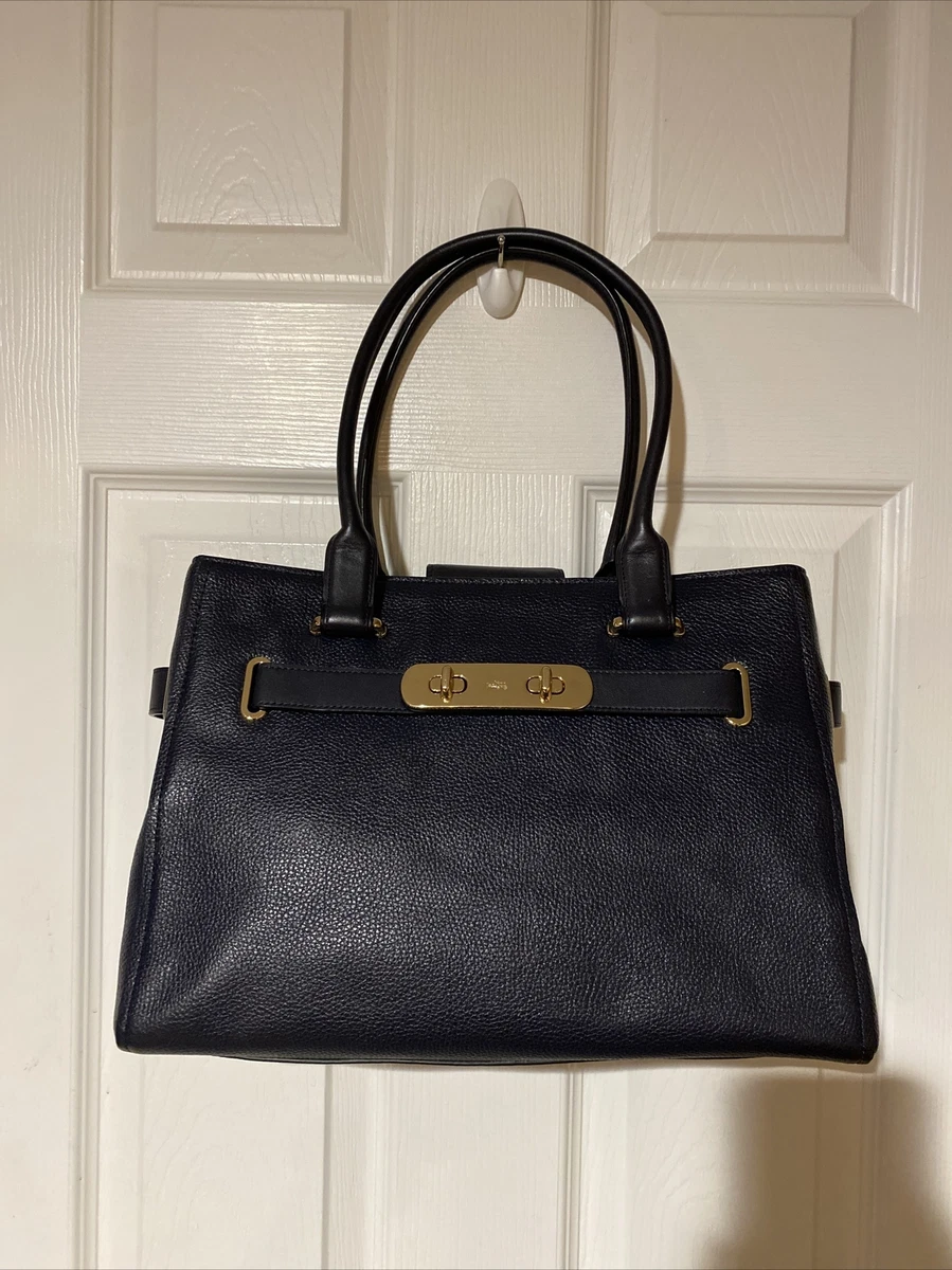 COACH Swagger Carryall Pebble Leather Satchel 36488 Navy 395.00