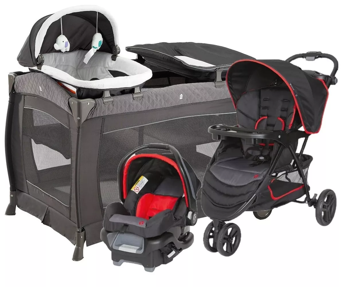 Unisex Baby Combo Red Stroller With Car Seat Playard Toddler