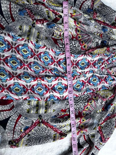 Figueroa & Flower feather print multicolor blouse women size PL - Picture 4 of 5