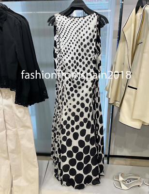 ZARA NEW WOMAN POLKA DOT MAXI DRESS ZW COLL. DRAPED OPEN
