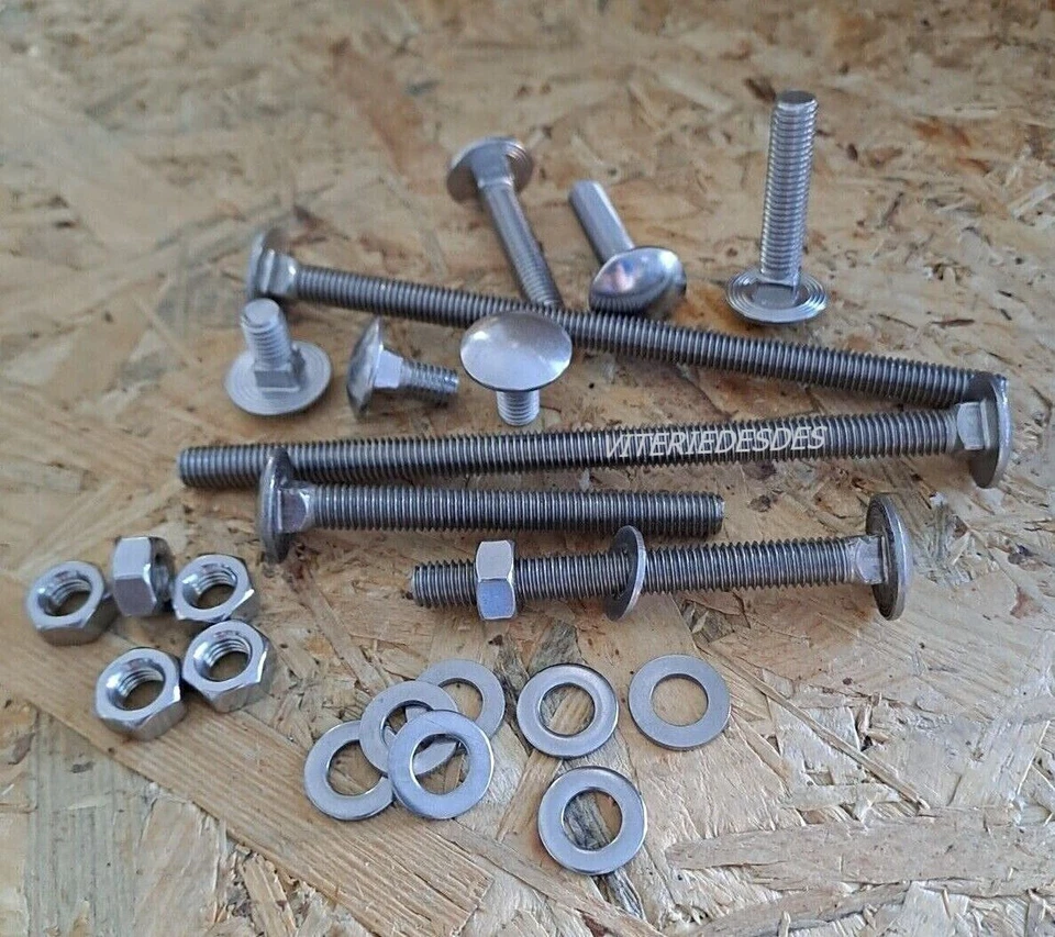 VITI M6 PERNI BULLONI IN ACCIAIO INOX TESTA TONDA QUADRO SOTTO TESTA 5732 DIN603 - Immagine 3 di 4