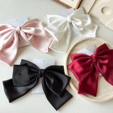 Women 20cm Big Bow Hair Clip Silk Spring Clip Hair Accessories High Quality