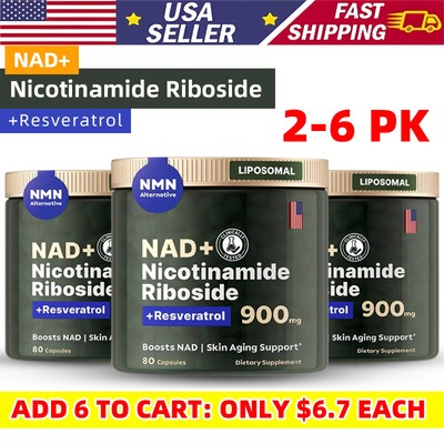 900mg NAD+ Supplement Energy Focus Anti Aging Nicotinamide Riboside Resveratrol