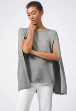 Kal Rieman Poncho Cape Sweater Womens Medium Bamboo Rayon Gray New Soft Flowy