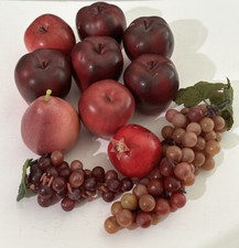 Decorative Realistic Artificial Fake Fruit Assortment Grapes Apples vintage