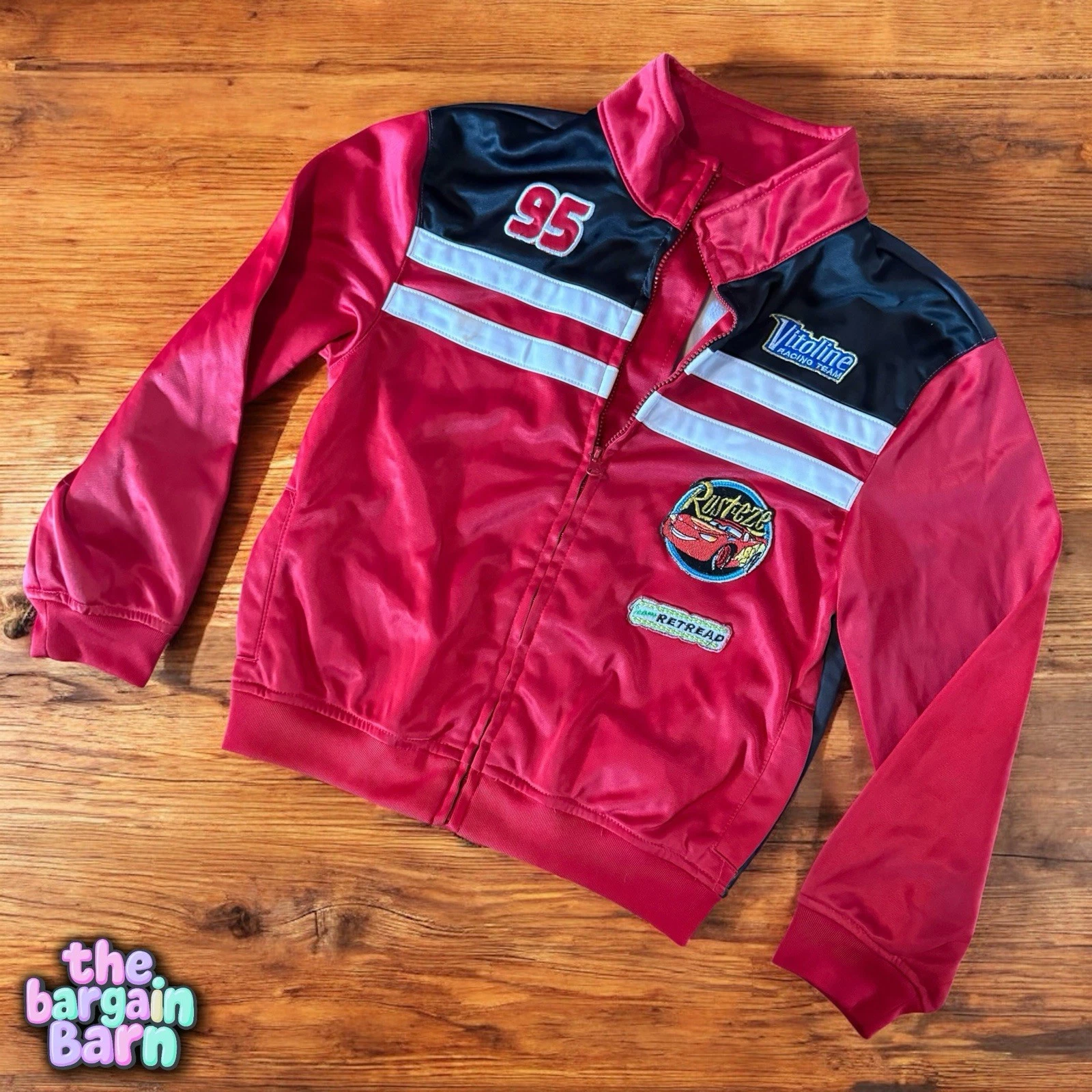 ALEXANDER MCQUEEN Disney Cars Saetta McQueen Vintage Bomber Zip Up Giacca da Pista da Corsa (5)