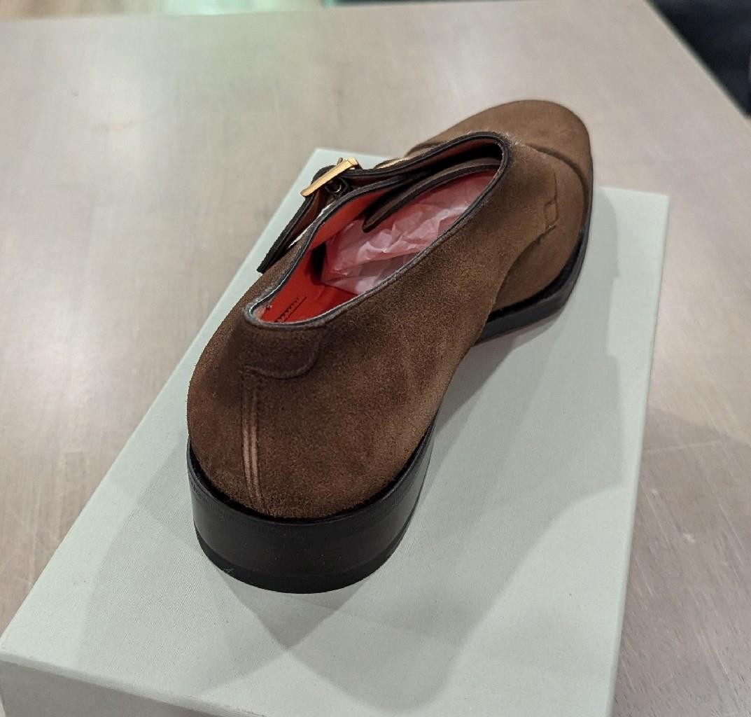 $1095 Mens SANTONI Monk Strap Suede Loafers Brown UK 9.5 US  display picture 1