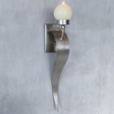 Vintage large sculptural folded steel metal candle wall sconce