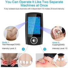 16 Mode TENS EMS Muscle Stimulator Digital Therapy Massager Dual Output