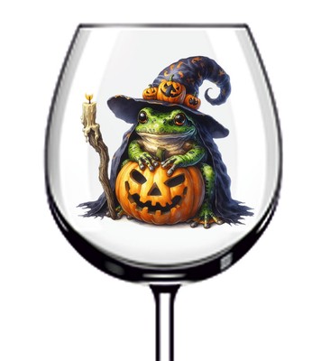 12x Aquarell Halloween Frosch Kürbis Vinyl Aufkleber Abziehbild Becher Weinglas Auto