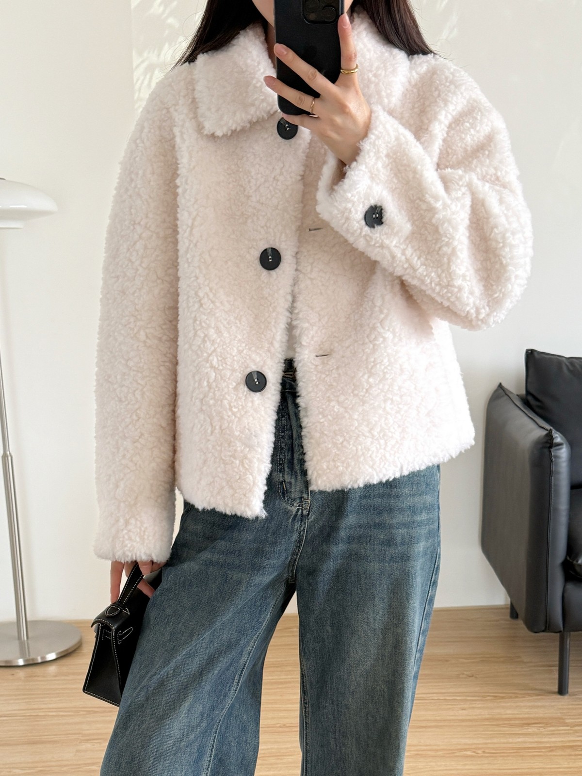 Korean Lamb Wool Fur Coat Winter New Women's Lapel Collar Wool Fur Warm Jackets