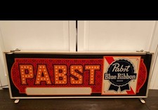 VINTAGE PABST BLUE RIBBON BEER LIGHT UP SIGN 36  X 10  GREAT CONDITION
