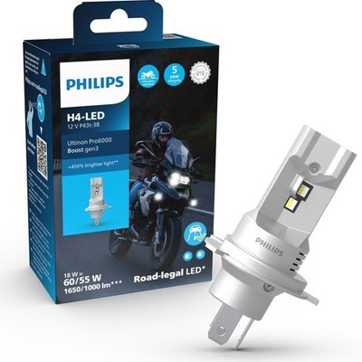 Philips LED H4 12V/24 18W Ultinon Pro6000 Boost Gen3 +450% mit Straßenzul. 1St.