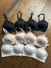 SIX AUDEN Nursing Lightly Lined Seamless Black Bras Adjustable L Large Multi