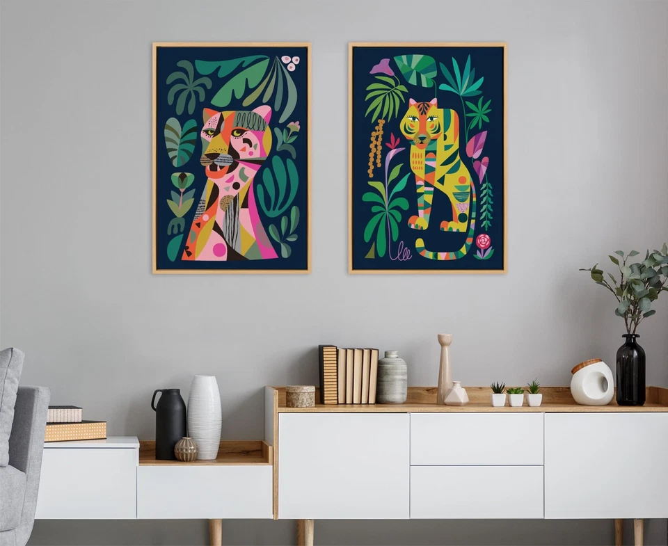 Arte de pared en lienzo con marco de leopardo Sylvie de Rachel Lee; 23x33 natural; colorido... Foto 4 de 4