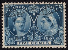 CANADA 1897 Diamond jubilee Queen Victoria 5 cents blue SG 127 or 128 used W2132