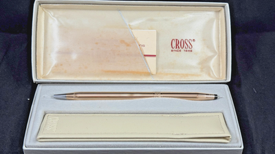CROSS BRAND NEW 14K GOLD WOMAN'S ROSES BALLPOINT PEN WITH SHEATH
