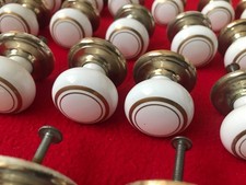10 x GAINSBOROUGH PORCELAIN STYLE DOOR PULL KNOBS WITH GOLD PLATES & SCREWS