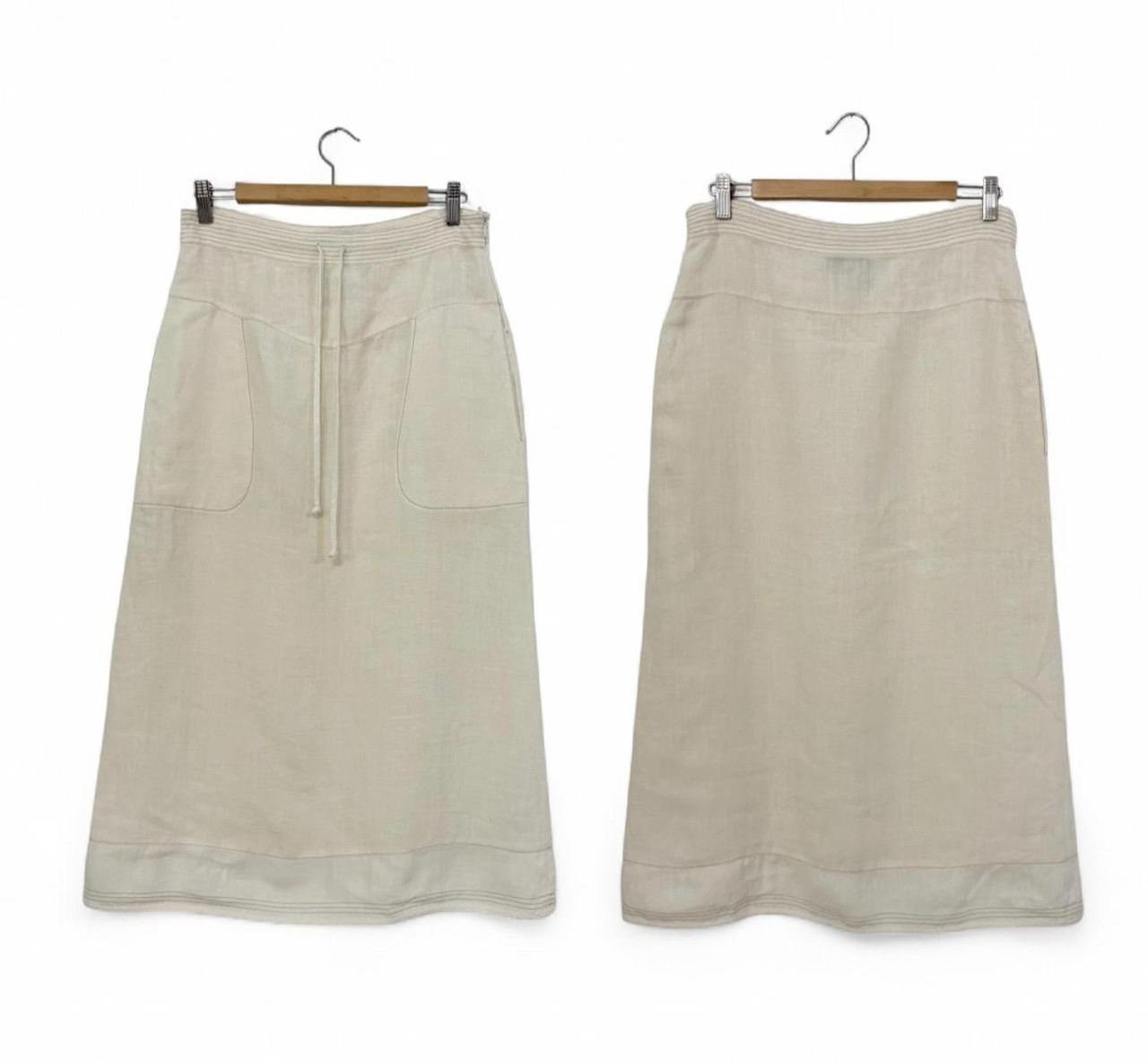 WEEKEND MAX MARA Gonna bianco panna Tg IT 42 Lino