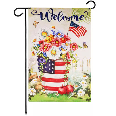 1 Ft. X 1.5 Ft. Polyester Welcome USA Flag Flower Pot 2-Sided Garden Flag Printe