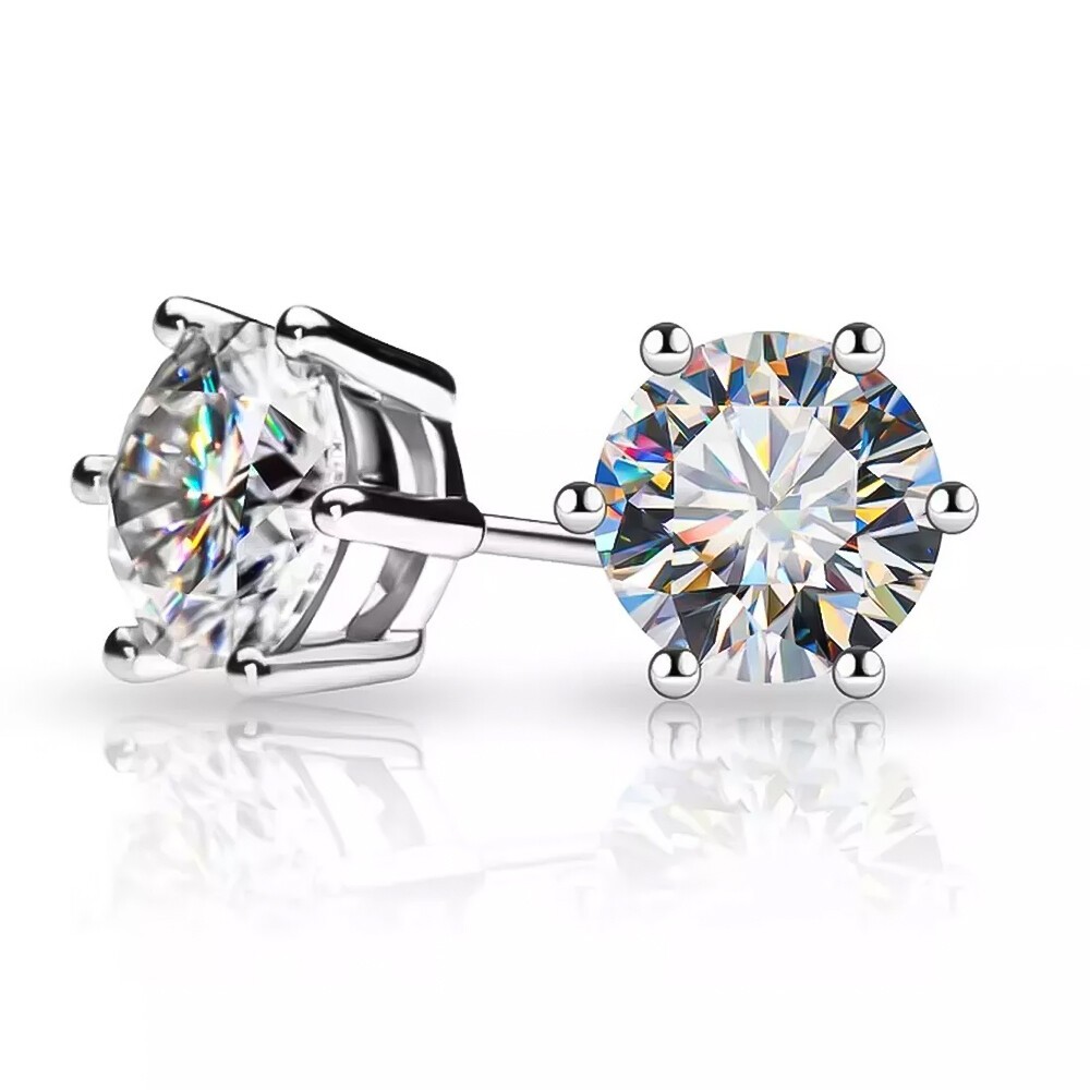 10 Ct Certified Round Cut White Diamond Solitaire Studs In 925 Sterling Silver