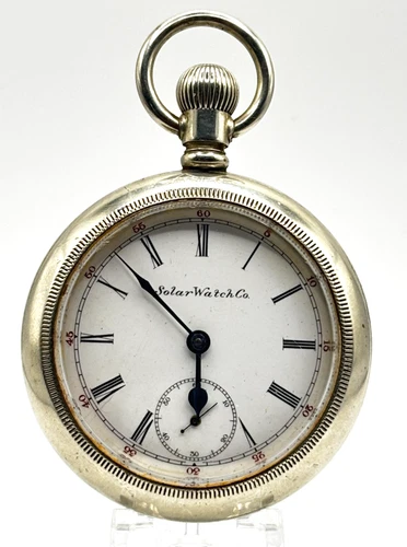 Solar (Elgin) Grade 43 11 Jewel Size 18 Silverode Open Face Pocket Watch runs
