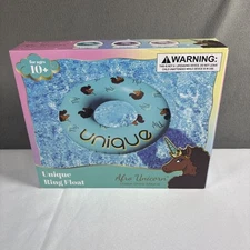 Afro Unicorn 39-Inch "Unique" Unicorn Inflatable Swim Ring Float (TEAL)