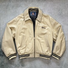 Redskins Lederjacke Beige Büffelleder Bomber Vintage Varsity XXXL gestreift