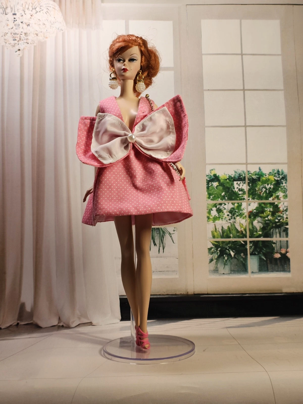 VETEMENTS Abito rosa quercia poka pois fiocco adatto per silkstone e altri include accessori