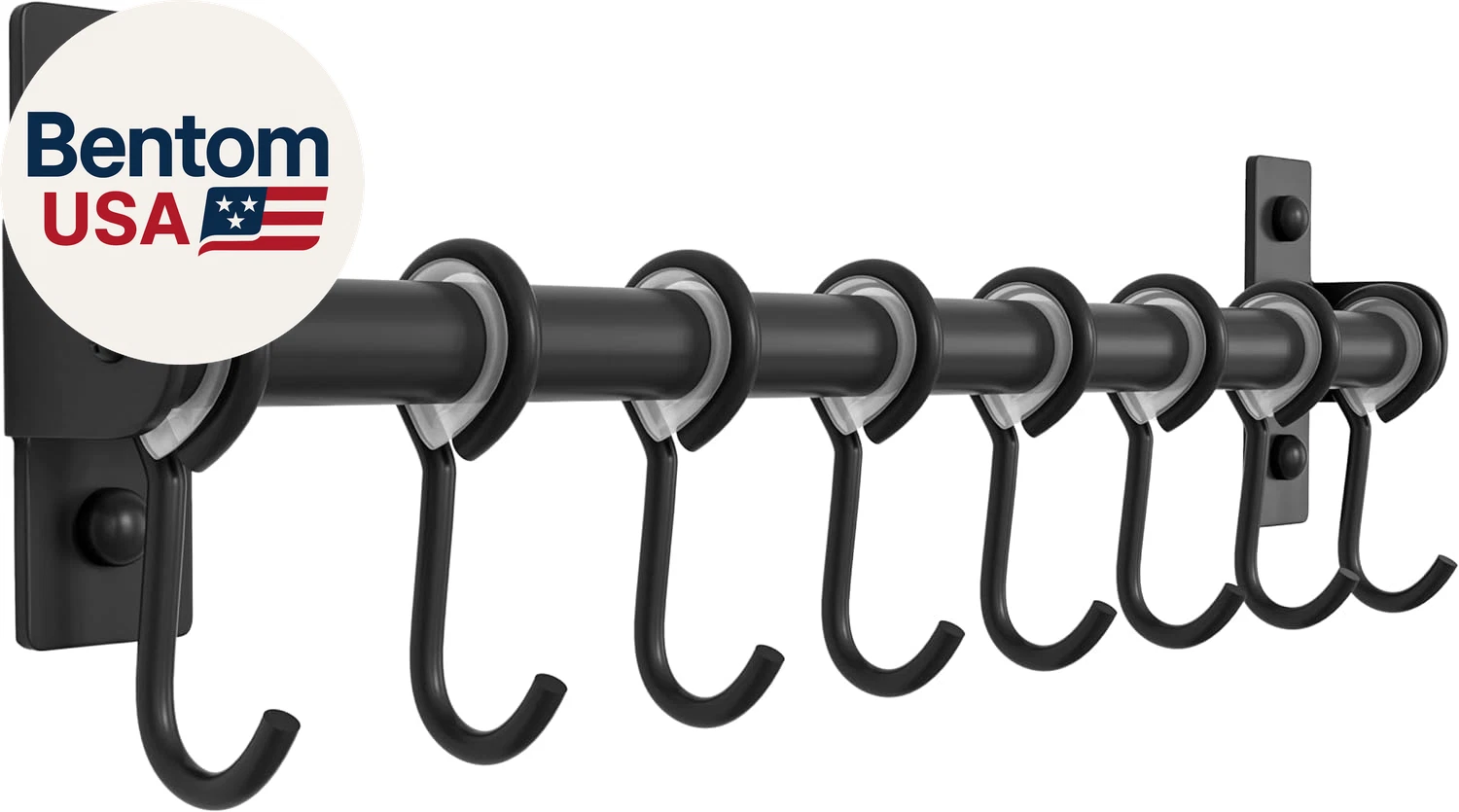 Kitchen Utensil Holder Hanger, Pot and Pan Rack Wall Mount, Kitchen Rail with 8