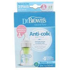 2 Pack Dr. Brown's Natural Flow Anti-Colic Baby Bottle, 2 oz, 2 Ct