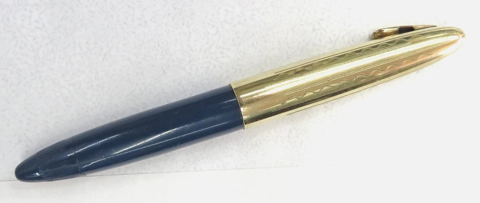 14k Nuevo en Caja Sheaffer Crest Tuckaway Deluxe Azul Persa GF Tapa Vac-Relleno Fino Foto 4 de 4