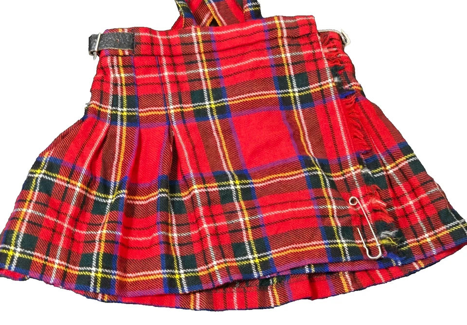 Falda a Cuadros Roja Molino Lana Edimburgo De Colección Niñas Talla 2 Tirantes Tartán Foto 3 de 4