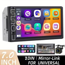 Double 2 Din 7'' Car Stereo Radio HD Touch Screen Carplay BT FM RDS Rear Camera  
