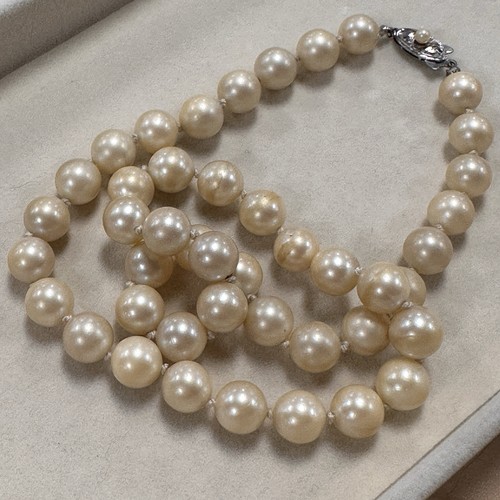 Collana Akoya filo di perle vintage tenuta chiusura argento 18" - Foto 18 di 21