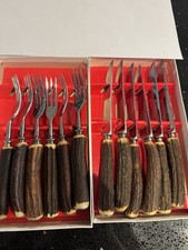 Kirk & Matz Vintage Steak Lives Set Of 6 Stag/antelope Handles