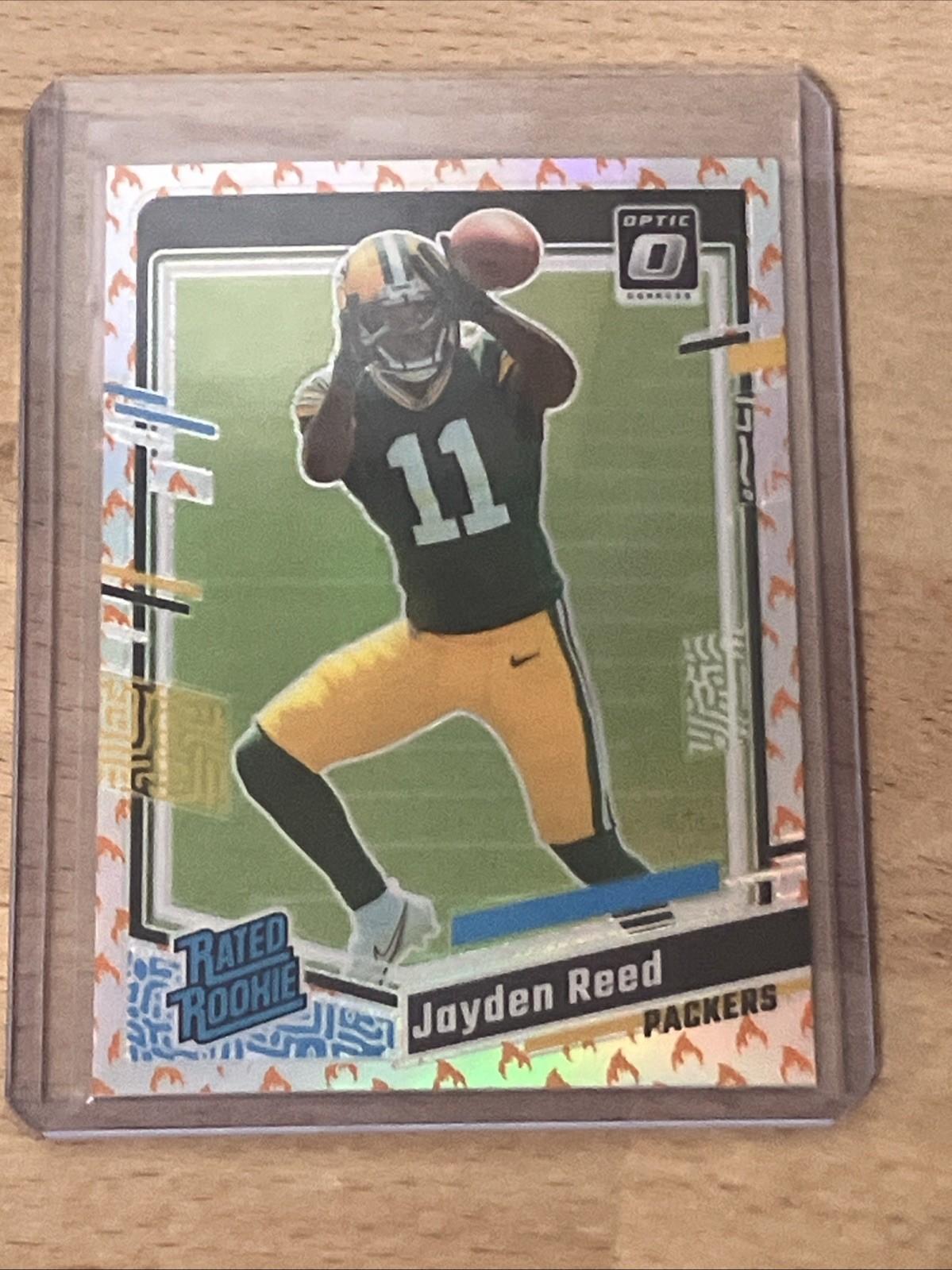 2023 Donruss Optic #239 Jayden Reed SSP Case Hit Fire Emoji Rookie RC Packers