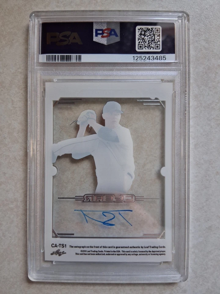 2019 LEAF TRINITY TARIK SKUBAL RC CLEAR AUTOGRAPH AUTO PLATINUM-BLUE /45 PSA 8 - Image 2 of 2