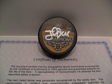 Johnny Boychuk Autograph Boston Bruins Puck COA 2011 Stanley Cup Champions Puck