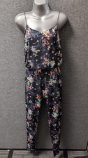 Ribbon Printed Jumpsuit Multi Floral UK 8 LN061 EE 06