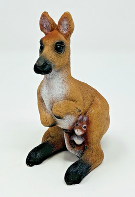 1985 Kangaroo with Joey Figurine Red Clay Numbered 5''