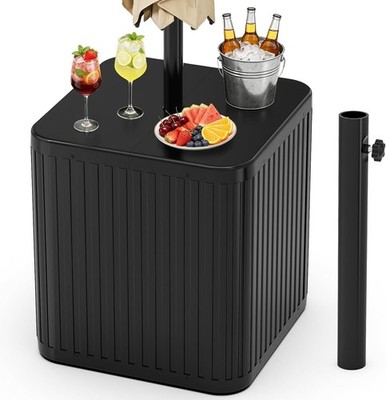 BoYata Outdoor Umbrella Side Table, 2-in-1 Outdoor Side Table with Umbrella Hole