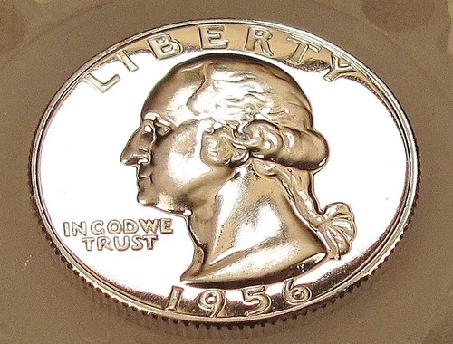 1956  Choice Proof Quarter 90% SILVER  Blazing Mirrored Surfaces #122 ~ 2