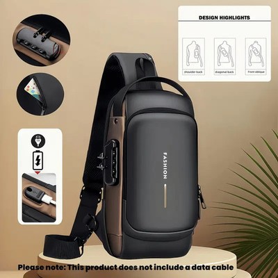 Oxford Fabric Sling Backpack with USB Charging Port, Adjustable Strap - Casual O