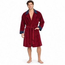 VTG After Hours by Diplomat Bathrobe Mens Medium Red Vintage Velour Belted Robe
