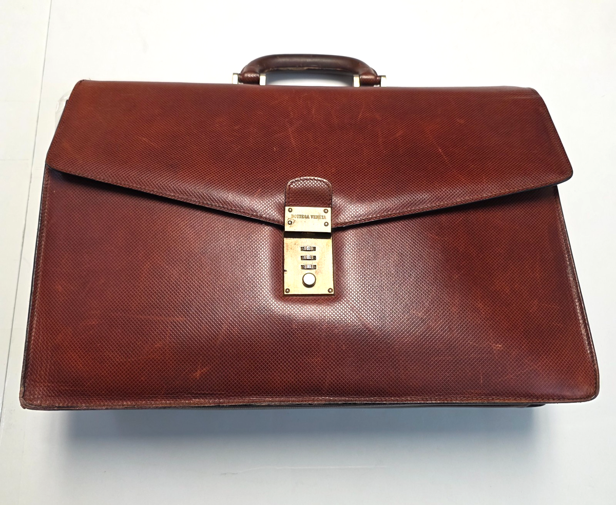 BOTTEGA VENETA Combination Lock LEATHER Briefcase BROWN Multi