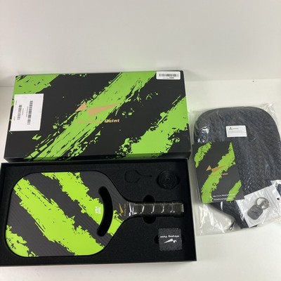 Warping Point Ascent Pickleball Paddles Carbon Fiber w Aero Throat Green 16mm