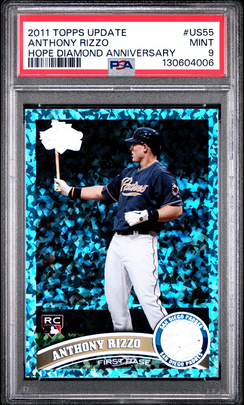 2011 TOPPS UPDATE HOPE DIAMOND ANV #US55 ANTHONY RIZZO ROOKIE RC 21/60 PSA 9